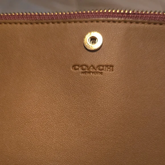 COACH Brown Signature Floral Continental Wallet with Orange & Yellow Blooms - Picture 12 of 14